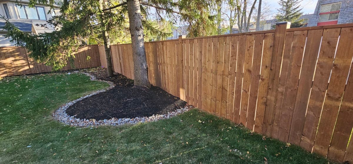 Close-up of wooden fence highlighting quality wood and fasteners